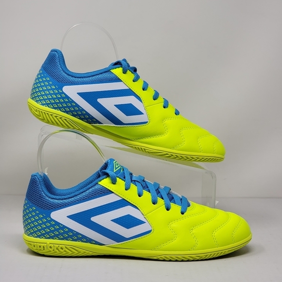 Umbro Sala 5 Is Indoor Soccer Shoes Yellow White Blue 81917U LPX Mens Size 7 New - Picture 1 of 10